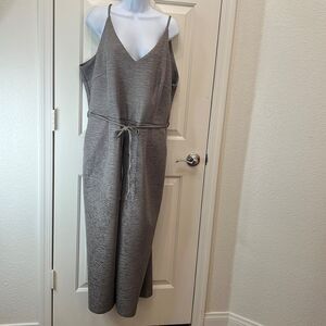 AX Paris Curve Pantsuit Sz US 16 UK 20 Pewter Silver V Neck Sleeveless 💯 Poly